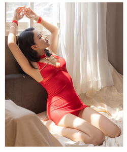 SM fetiş seksi iç çamaşırı seti şeffaf şerit kısa bodycon kısa elbise tanga ve metal zincir gerdanlık ev giysileri ile 7399 - Product Image 6