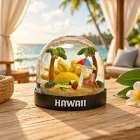 Globe à neige souvenir touristique d'Hawaï, globe à neige en plastique personnalisé avec figurine en résine à l'intérieur, boule à neige personnalisée d'Hawaï