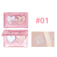 Paleta de maquillaje para cara, resaltador de maquillaje con logotipo personalizado, doble Corazón, opalescente, corrector fino y cremoso
