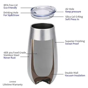 2023 Laris 6Oz Tumbler Seruling Sampanye Grosir Tumbler Anggur Flute Sampanye Terisolasi Stainless Steel Dinding Ganda