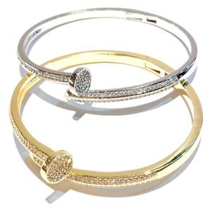 Brazalete Abierto con Diamantes, Oro Platino, Completamente Adornado con Diamantes, Joyería para Mujer, Regalo, Talla 19 - Product Image 5