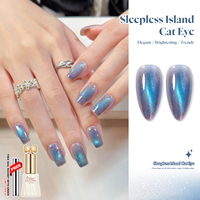 Vernis Gel UV Magnétique Effet Œil de Chat Bleu - Séchage LED Non Toxique Écologique Flacon 15ml pour Fournitures Onglerie DIY et Salons
