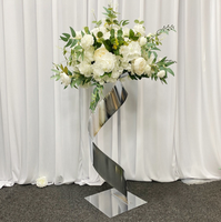 XWLC Royal Diamond Large Geometric Metal Black 100cm Rak Bunga Persegi Panjang Dekorasi Pesta Centerpieces untuk Meja Pernikahan