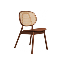 Chaise de salle à manger en rotin et bois massif, chaise latérale vintage à dossier en cannage pour cuisine et café