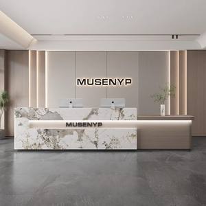 โต๊ะลามิเนต2คนทรงสี่เหลี่ยมสำหรับต้อนรับอาคารพาณิชย์โต๊ะให้คำปรึกษายิมแผนกต้อนรับพร้อมไฟ LED ดีไซน์หรูหรา - Product Image 5