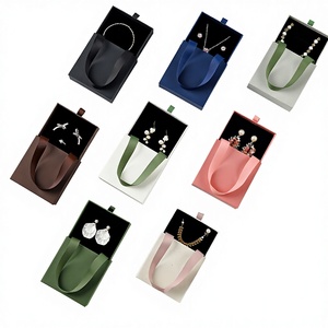 Caja de Regalo de Cartón Mate Portátil con Logotipo Personalizado <span class=keywords><strong>para</strong></span> Pulseras, <span class=keywords><strong>Anillos</strong></span> y Pendientes, con Cajón Deslizante y Asa de Cinta - Product Image 5