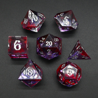 Dancing Fog Transparent Board Sharp Edge Natural Art Resin Playing DnD Roll Dice Set for DND RPG Games