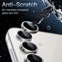 Protecteur d'objectif d'appareil photo pour Samsung Galaxy S23 FE 6.4 pouces, couvercle d'anneau individuel en métal en verre trempé 9H