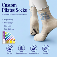 Chaussettes de yoga et de pilates en tricot antidérapantes de haute qualité pour adultes et enfants, logo personnalisé sur le corps et le bas, chaussettes à séchage rapide avec grip