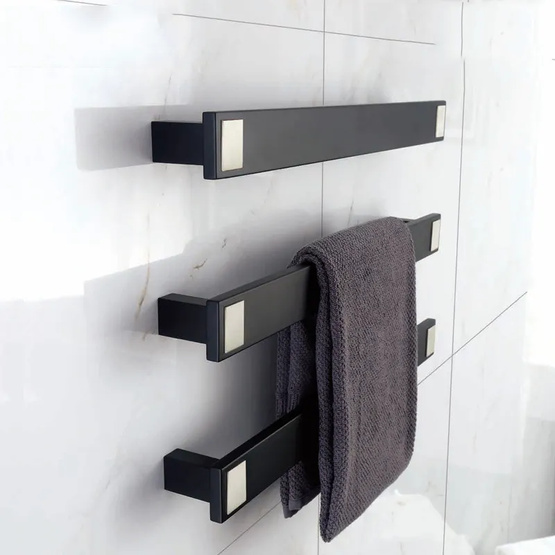 Pexcel Hotel Offre Spéciale nouveau sèche-serviettes électrique moderne noir mat dissimulé, porte-serviettes électrique