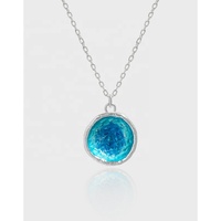 Ocean Series Texture Goutte Glaçure Chaîne de clavicule circulaire irrégulière S925 Collier en argent sterling pour femme