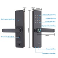 Poignée de porte intérieure numérique intelligente électrique à empreintes digitales et mot de passe, noire, bon marché, étanche, pour la maison, la chambre, le studio, le bureau
