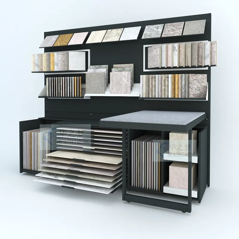 Store Showroom Drawer Slots Combination Ceramic Tile Display Rack Metal Stone Mosaic Showcase Cabinet Displays Stand Racks