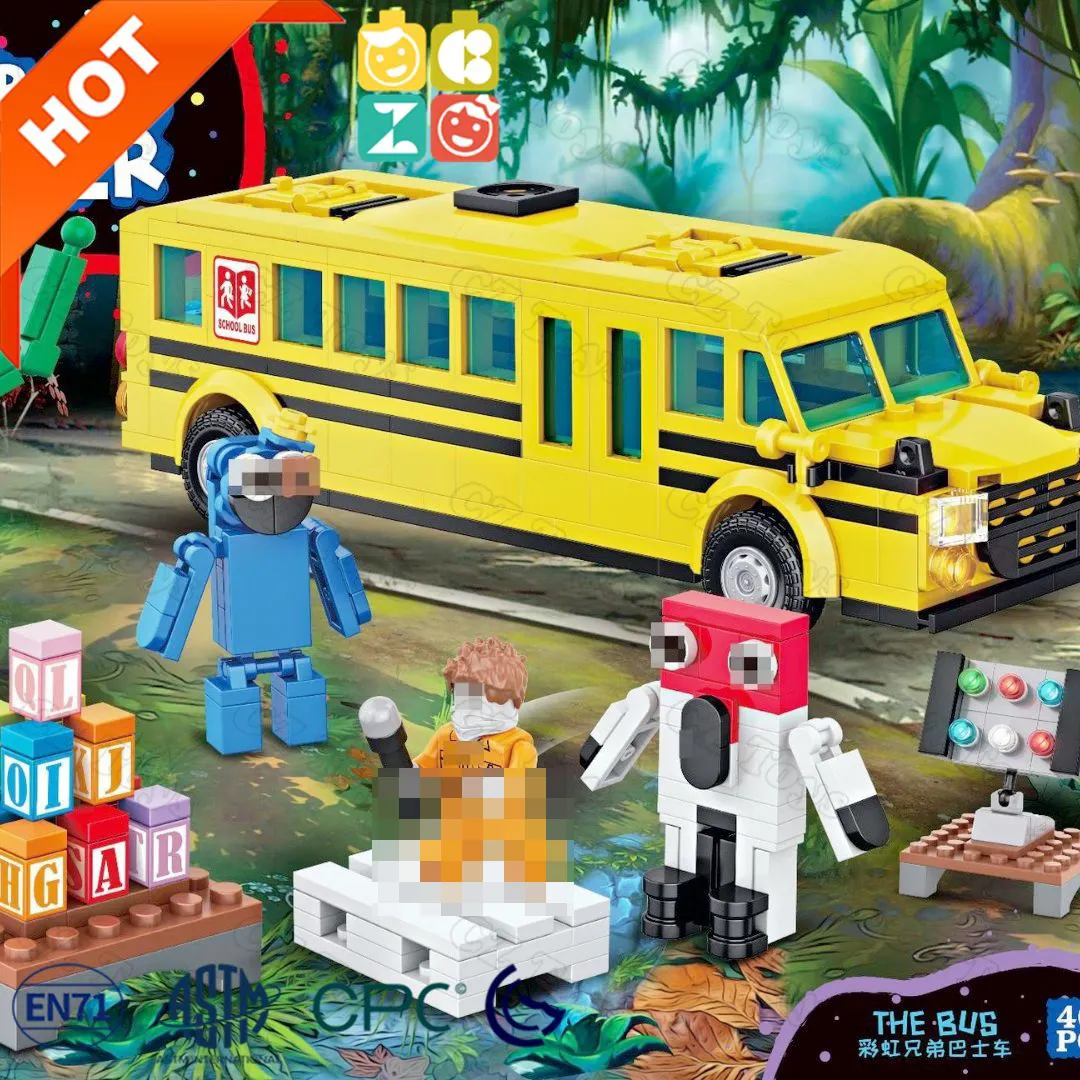 Juego de terror Charles Rainbow Brothers Bus 462 Uds MOC bloques de construcción figuras de animales monstruo ladrillos juguetes para niños regalos de cumpleaños