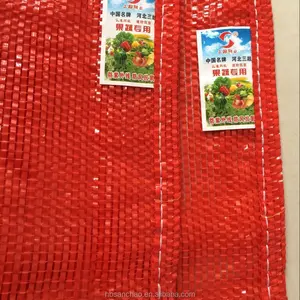 Embalagens plásticas 50kg 50lb Vermelho Laranja Verde Vazio Pp Tubular Tecido Ventilado Logo Leno Net Sack Onion Mesh Bag Para Batata