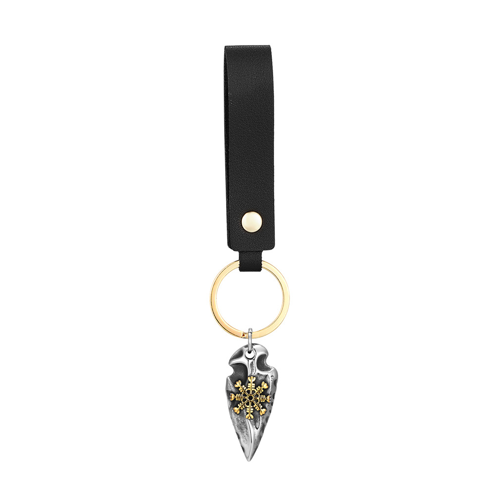 Porte-clés cordon en cuir pendentif bicolore