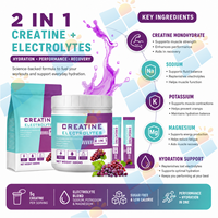 Poudre de créatine et d'électrolytes à marque privée 5g, saveur raisin, mélange pour boisson hydratante, 30 portions, fabricant OEM ODM