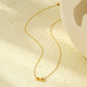 Gioielli di moda impermeabile PVD oro placcato 18K in acciaio inox zircone amore <span class=keywords><strong>cuore</strong></span> Infinity lettera 8 ciondolo <span class=keywords><strong>collana</strong></span> per le donne - Product Image 6