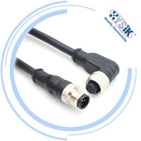 Conector M12, Código A, 5 Pines, Conector Macho y Hembra Recto en Ángulo, Cable de Señal de Datos de Alambre de Copia AWG PVC PUR
