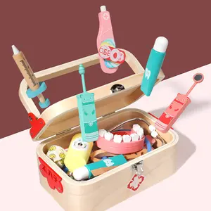 COMMIKI Artificial Doctor Toy Wooden Simulation Toys Educational Wooden Doctor Set Doctor Toy Play Set