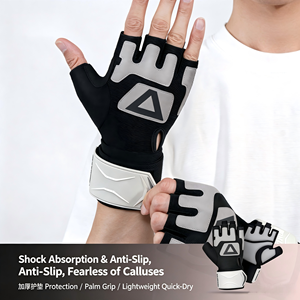 Gants <span class=keywords><strong>de</strong></span> sport demi-doigts avec protection <span class=keywords><strong>de</strong></span> paume en silicone anti-usure pour le cyclisme, l'alpinisme, la <span class=keywords><strong>boxe</strong></span> et l'entraînement physique - Product Image 1