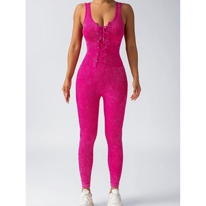 TY บอดี้สูทกีฬาของผู้หญิงและจั๊มสูทกางเกงฟิตเนสพร้อมแผ่นปิดหน้าอกชุดจั๊มสูทกางเกงสำหรับโยคะและยิม - Product Image 4