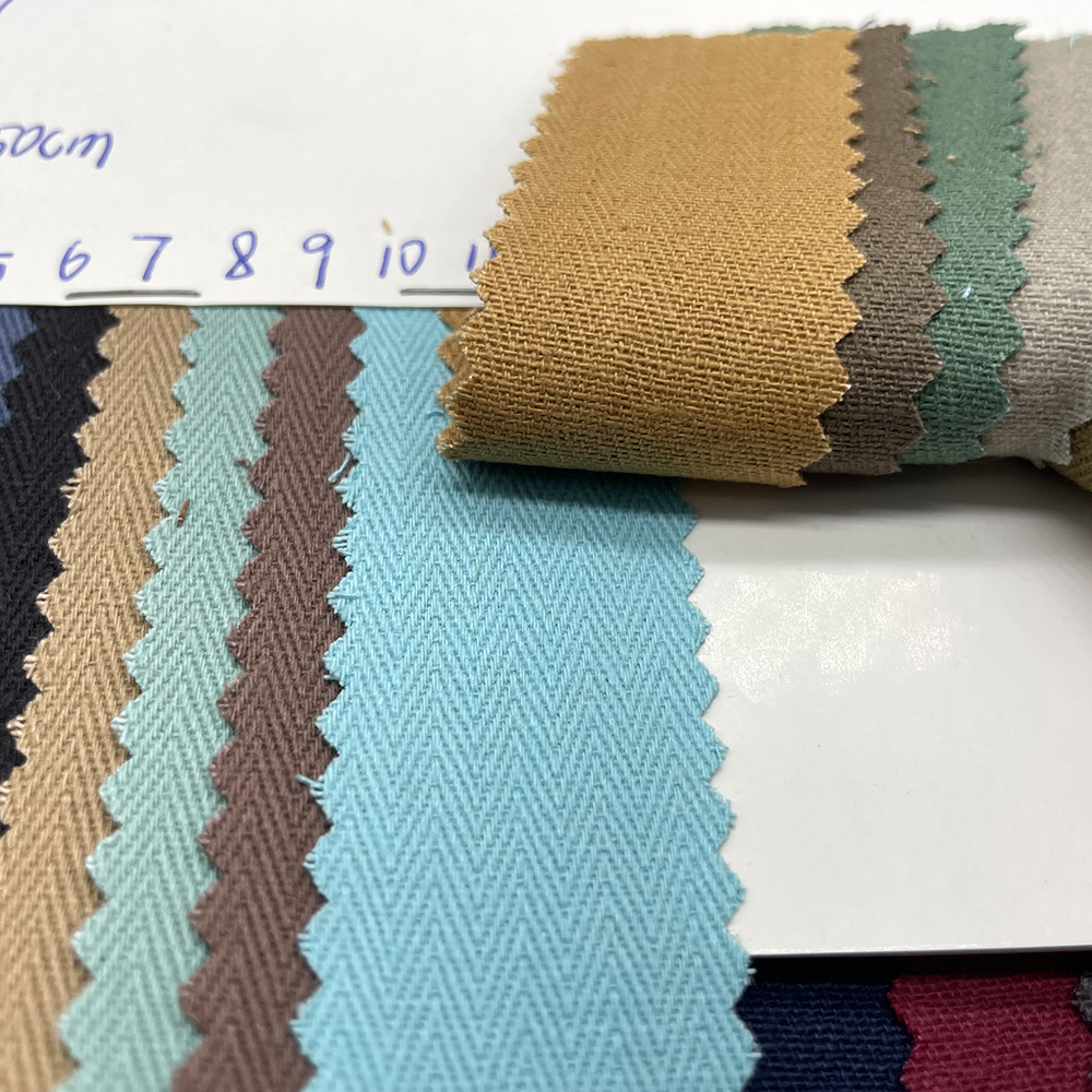 Хлопковая жаккардовая ткань в елочку для брюк-карго, 16s * 12s 245gsm