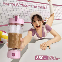 24165 Bouteille de shaker à protéines électrique personnalisée sans BPA 650 ml, mélangeur de protéines sportif rechargeable par USB haute vitesse pour la salle de sport