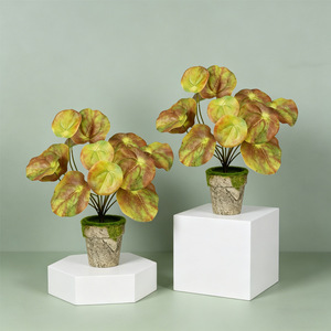 Plante en pot artificielle Dream Castle, feuilles miroir, bonsaï, décoration de bureau, intérieur, café, verdure - Product Image 3