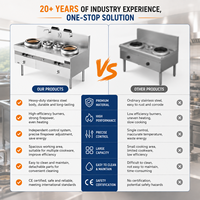 Cuisinière à gaz naturel professionnelle 50 kW en acier inoxydable à brûleur unique pour restaurant chinois, type Wok