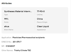 Citrato de Trietilo TEC de Grado de Fragancia para Perfumes, Fijador Cosmético, Solvente CAS 77-93-0 - Product Image 6