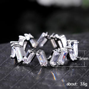 F769 Geometric Crystal <b>Bangle</b> <b>Bracelet</b> 925 Silver Channel Setting Women's Party Jewelry - Product Image 5