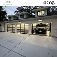 Moteur de porte de garage moderne en alliage d'aluminium avec verre sans cadre effet miroir noir, design pliable, pour usage extérieur