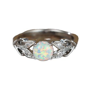High Quality 925 Sterling <b>Silver</b> Trendy Simple Zircon Inlaid <b>Opal</b> Engagement Wedding <b>Ring</b> for Gift & Anniversary - Product Image 1