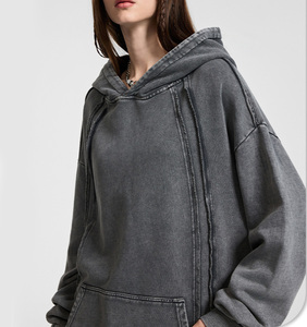 <span class=keywords><strong>Sweat</strong></span>-shirt surdimensionné personnalisé en patchwork OEM, lavage à l'acide, fabricant, haute qualité, vintage, 420 g/m², coton French Terry, <span class=keywords><strong>sweat</strong></span>-shirt à <span class=keywords><strong>capuche</strong></span> - Product Image 6