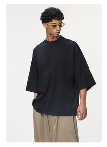 T-shirts pour hommes en coton 100% de 260 grammes, coupe oversize, style hip-hop, respirants, anti-plis, vierges, personnalisables avec logo, pour l'été - Product Image 5