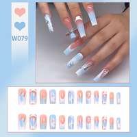 Uñas postizas de lujo personalizadas, cuadradas, largas, estilo bailarina, francesas, de ABS, de cobertura completa, pre-diseñadas, de longitud corta.