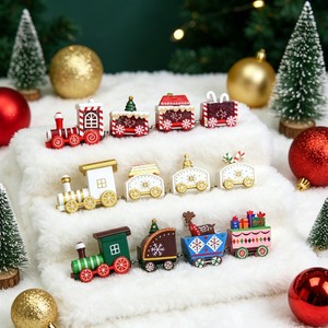 <b>Christmas</b> Decorations Furniture Creative Decorations Gift <b>Boxes</b> Retro Style pink Wooden Trains Handmade Cartoons - Product Image 3