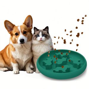 Plato de Silicona de Grado Alimenticio Libre de BPA para Mascotas, Plato de Alimentación Lenta para Perros y Gatos, Plato de Lamer con Diseño de Rompecabezas, Accesorios para la Alimentación de Mascotas - Product Image 1