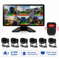 Système de caméra de recul pour camion poids lourd 9V-36V avec moniteur IA BSD 10,36 pouces, 6 caméras AHD, alarme extérieure et haut-parleur, garantie 1 an pour remorque et semi-remorque