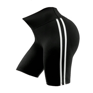 Pantaloncini sportivi da donna neri con strisce laterali, a vita alta, per allenamento e fitness - Product Image 3