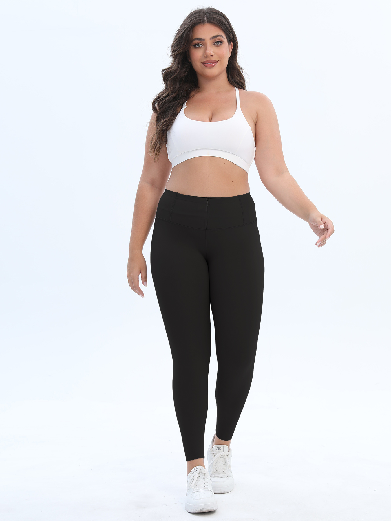 Plus Size High Waist Yoga Pants Tummy Control Butt Lifting Elastic Waist Solid Breathable Four-Way Stretch Workout Leggings for