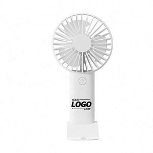 Portable Mini Handheld Fan with Phone Stand - Custom Logo USB Rechargeable Pocket Fan for <b>Gifts</b> & Promotions - Product Image 1