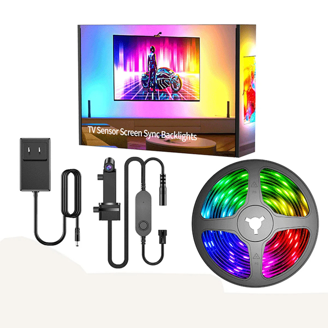 KingSaro RGBIC 55-65inch Sync Sensing Wi-Fi TV Backlight Ambient Copper LED Light Strip Landscape Use App Remote Control