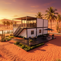 Villa de plage moderne à deux étages en conteneur blanc ondulé, avec balcon couvert sur le toit, résistante au sel, modulaire, pour l'extérieur côtier