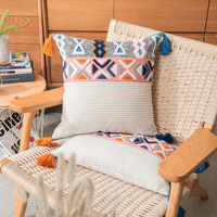 Toptan Bohemian Boho püsküllü minder örtüsü fas ulusal tarzı pamuk mavi işlemeli yastık Boho atmak yastık örtüsü