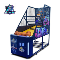 Machine d'arcade de basketball commerciale robuste à cadre métallique pliable, connectable, avec système de notation électronique et fonctionnement à monnayeur, pour la vente en gros