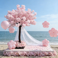 Petit arbre artificiel réaliste en soie, fleurs de cerisier roses, pour centres de table intérieurs, mariages, fête des Mères, remises de diplômes et Nouvel An