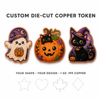 Pièce de monnaie en cuivre fin .999 de 1 oz, découpée en forme de citrouille d'Halloween, badge 3D, fantôme mignon, objet de collection, impression UV, édition limitée, cadeau