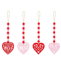 Guirlandes de perles murales pour la Saint-Valentin Perles en bois Coeur Décoration suspendue